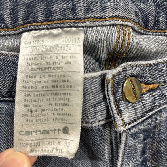 Carhartt Jeans Men's 40 x 32 Workwear Relaxed Fit High Rise Distressed Y2K Blue - Picture 2 of 11